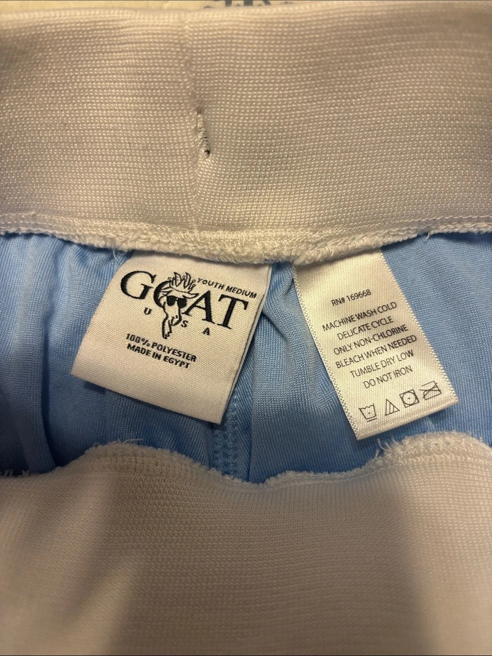 GOAT USA Kids Light Blue Athletic Shorts with Striped Waistband